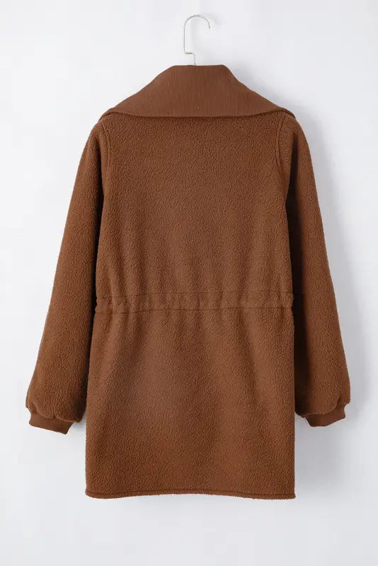 Cozy brown fleece pullover jacket | warm & stylish | shop