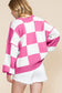 Cozy checkered bishop sleeve sweater | get yours