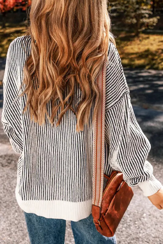 Cozy contrast stripe knit sweater | chic & comfy | fashionfitz