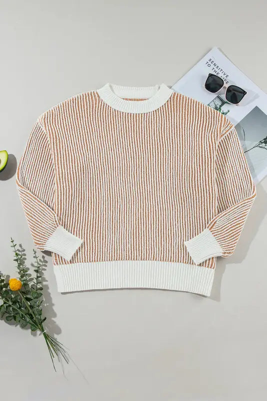 Cozy contrast stripe knit sweater | chic & comfy | fashionfitz