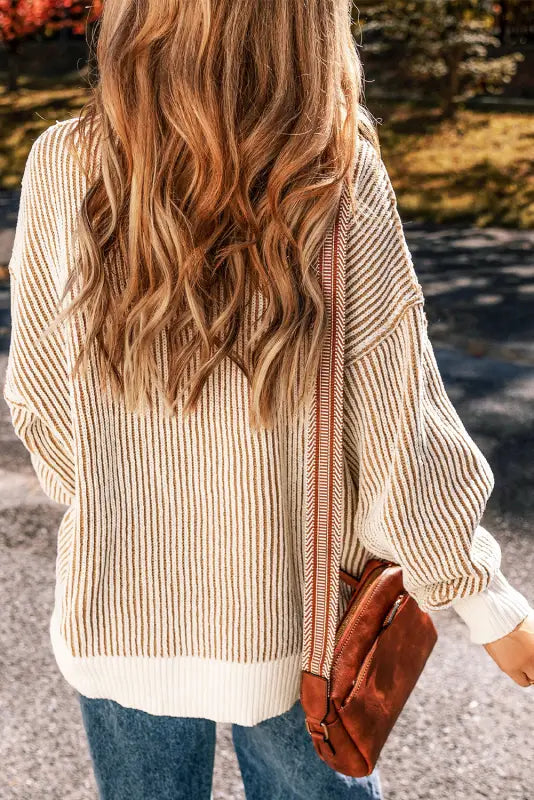 Cozy contrast stripe knit sweater | chic & comfy | fashionfitz