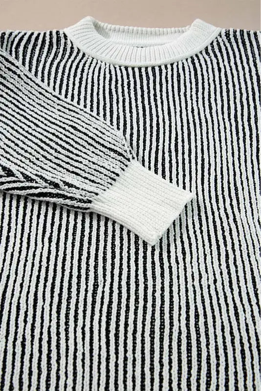 Cozy contrast stripe knit sweater | chic & comfy | fashionfitz