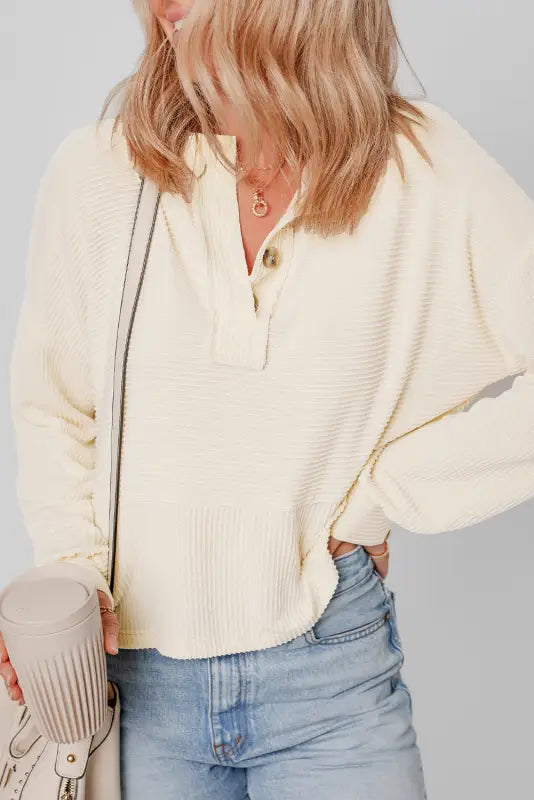 Cozy cord henley sweatshirt | fashionfitz