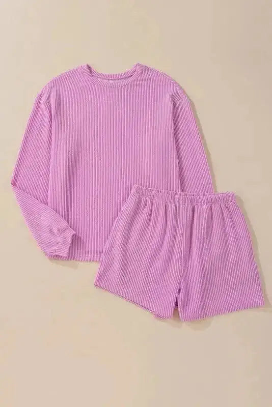 Two Piece Shorts Sets Cozy Corded Comfort Set