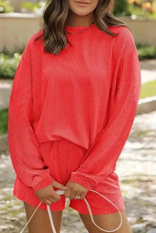 Two Piece Shorts Sets Gold Flame / S / 75%Polyester+20%Viscose+5%Elastane Cozy Corded Comfort Set