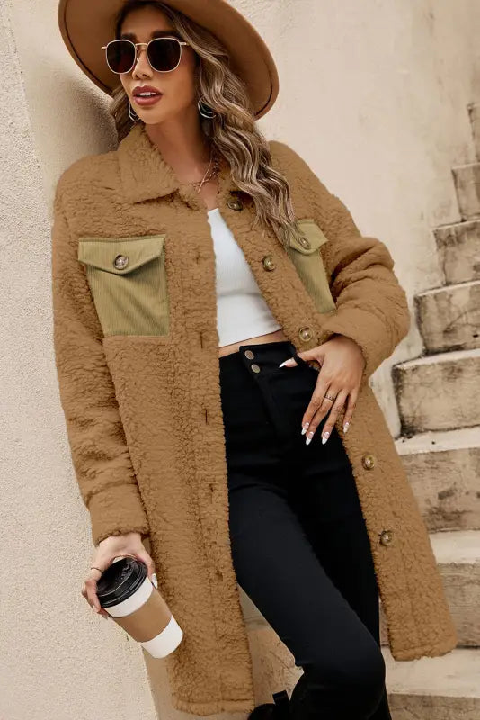 Cozy khaki teddy coat - winter collection | fashionfitz