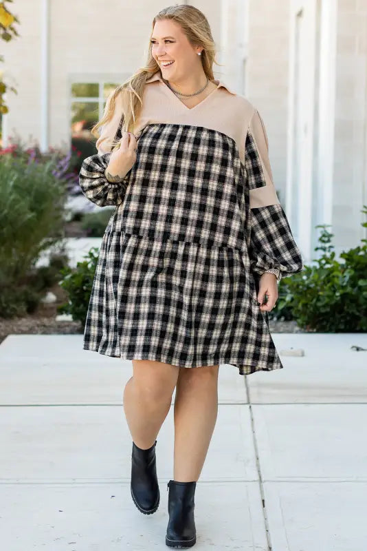 Plus size cozy plaid mini dress | trendy fall fashion