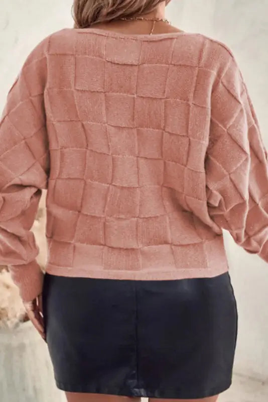 Cozycheck plus size rose-tan sweater