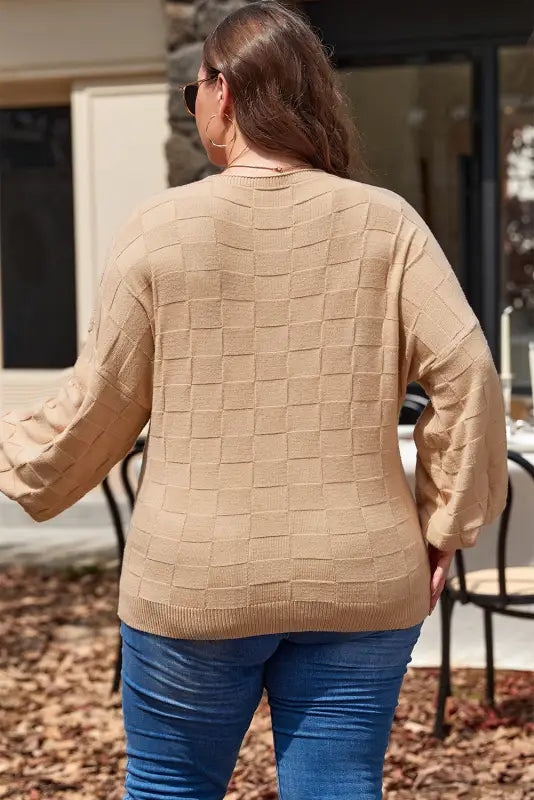 Cozycheck plus-size sweater – light french beige