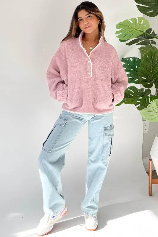 Cozyplush stand neck sweatshirt