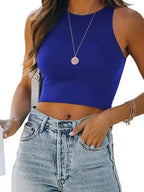 Crew Neck Racer Tank Top - Fashionfitz