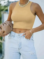 Crew Neck Racer Tank Top - Fashionfitz