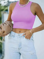 Crew Neck Racer Tank Top - Fashionfitz