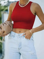 Crew Neck Racer Tank Top - Fashionfitz