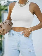 Crew Neck Racer Tank Top - Fashionfitz