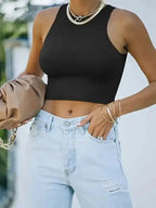 Crew Neck Racer Tank Top - Fashionfitz