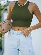 Crew Neck Racer Tank Top - Fashionfitz