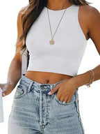 Crew Neck Racer Tank Top - Fashionfitz