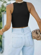 Crew Neck Racer Tank Top - Fashionfitz