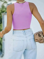 Crew Neck Racer Tank Top - Fashionfitz