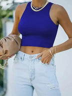 Crew Neck Racer Tank Top - Fashionfitz