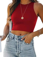 Crew Neck Racer Tank Top - Fashionfitz