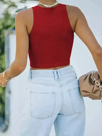 Crew Neck Racer Tank Top - Fashionfitz