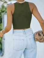 Crew Neck Racer Tank Top - Fashionfitz