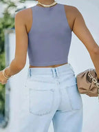 Crew Neck Racer Tank Top - Fashionfitz