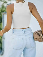 Crew Neck Racer Tank Top - Fashionfitz