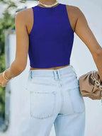 Crew Neck Racer Tank Top - Fashionfitz