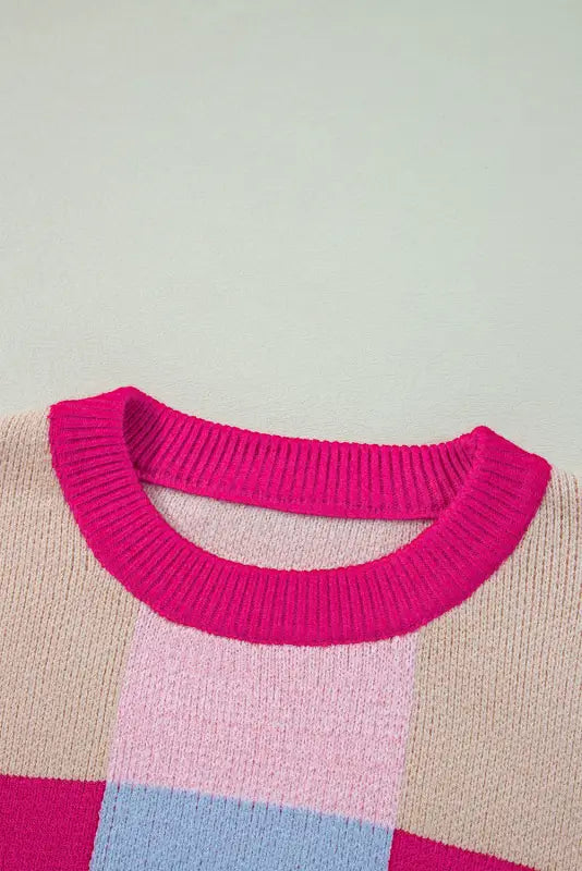 Crimson cascade sweater | color block drop shoulder fit