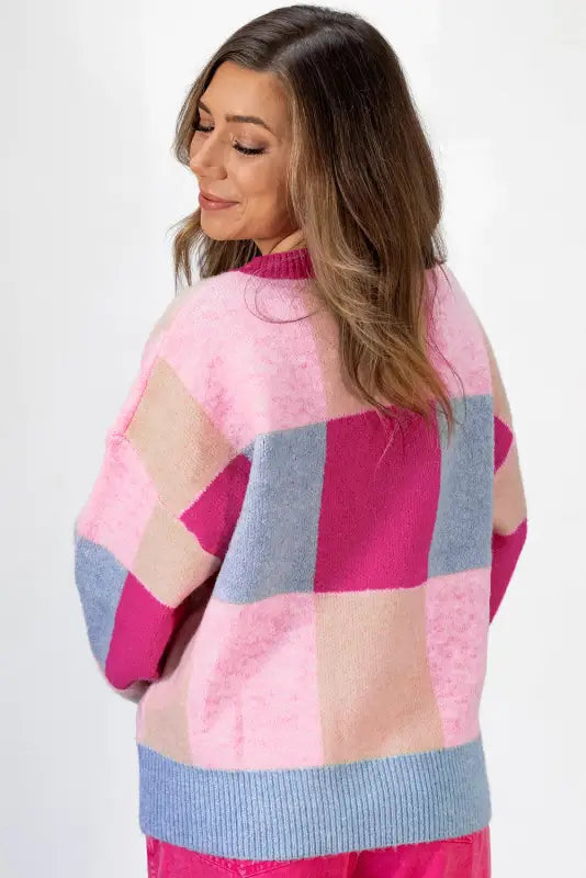 Crimson cascade sweater | color block drop shoulder fit