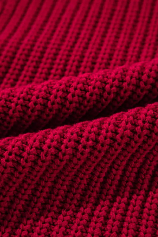 Crimson cozy shoulder-bare knit sweater