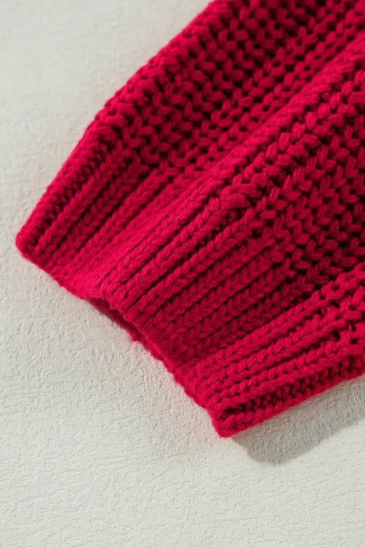 Crimson cozy shoulder-bare knit sweater