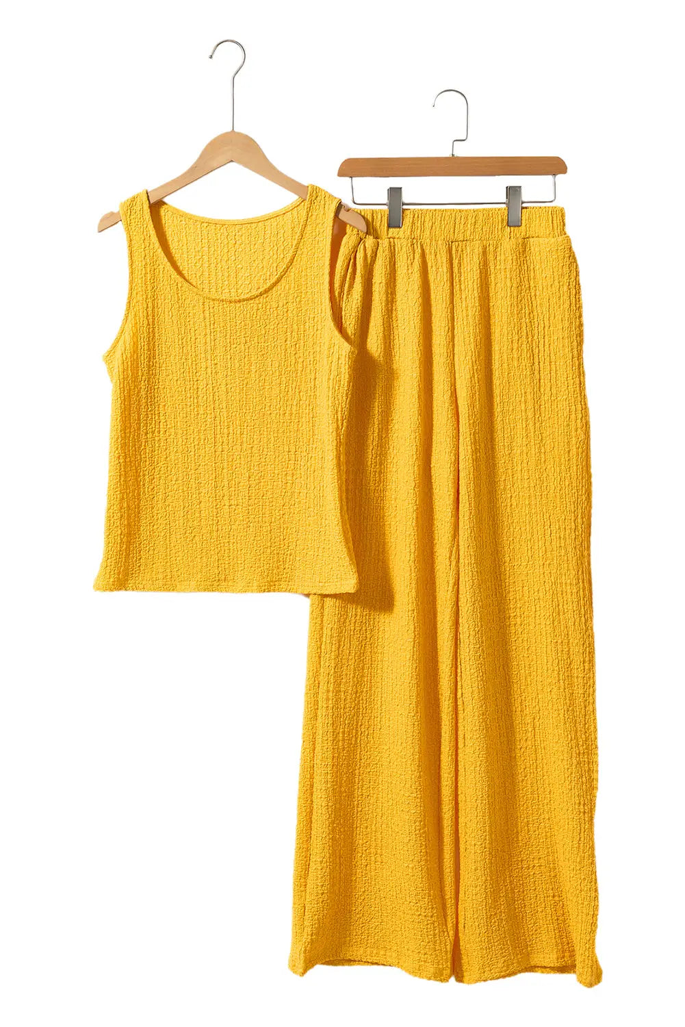 Crinkled tank top and wide leg pants set - two piece sets/pant sets
