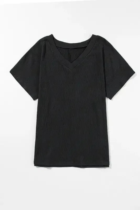 Crinkled V-Neck Wide Sleeve T-shirt - Fashionfitz