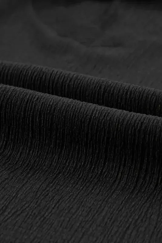 Crinkled V-Neck Wide Sleeve T-shirt - Fashionfitz