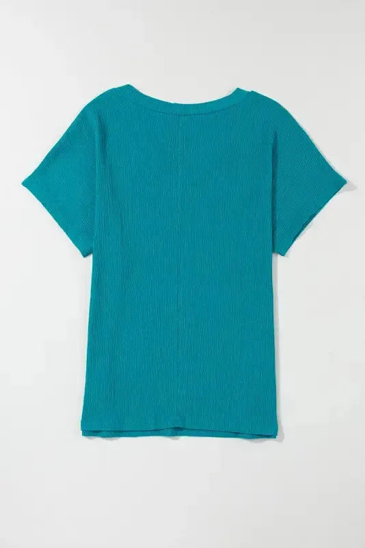 Crinkled V-Neck Wide Sleeve T-shirt - Fashionfitz
