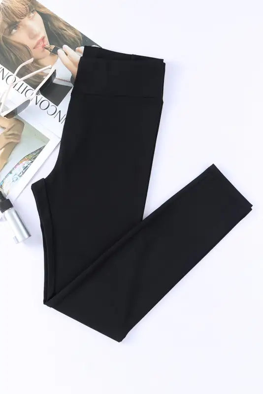 Black criss cross tummy control high waist leggings