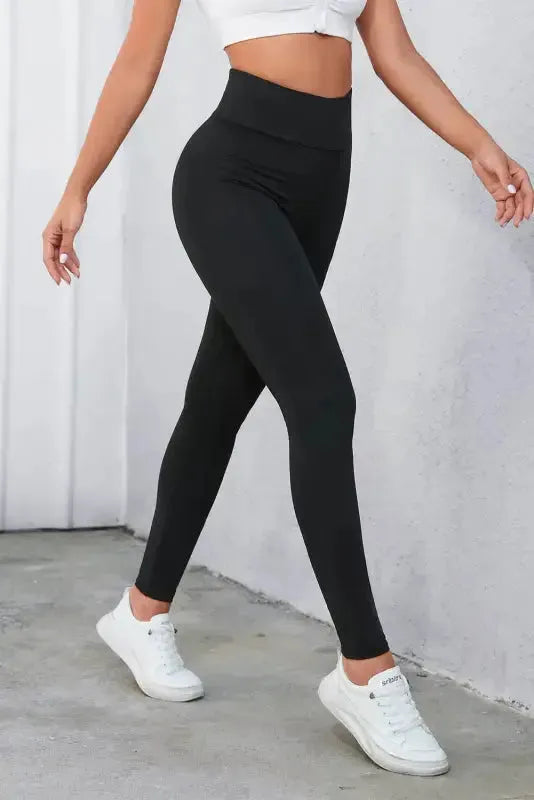 Criss Cross Tummy Control Leggings - Fashionfitz