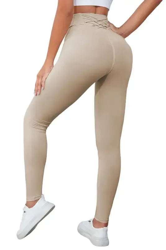 Criss Cross Tummy Control Leggings - Fashionfitz