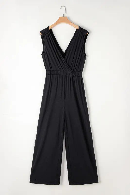 Crisscross wide leg backless jumpsuit - jumpsuits