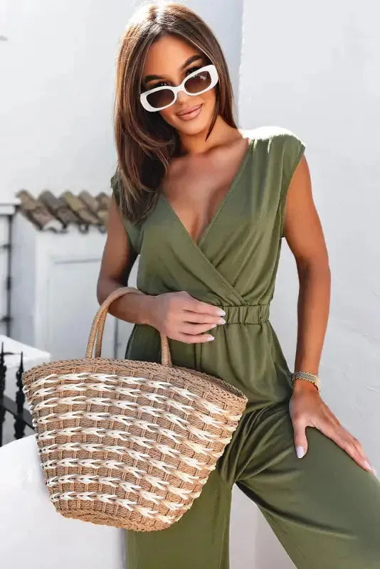 Crisscross Wide Leg Backless Jumpsuit - Fashionfitz