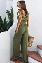 Crisscross Wide Leg Backless Jumpsuit - Fashionfitz