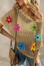 Crochet Flower T Shirt - Fashionfitz