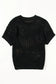 Black crochet flower t shirt - tops/tops & tees