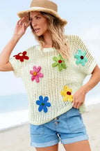 Crochet Flower T Shirt - Fashionfitz