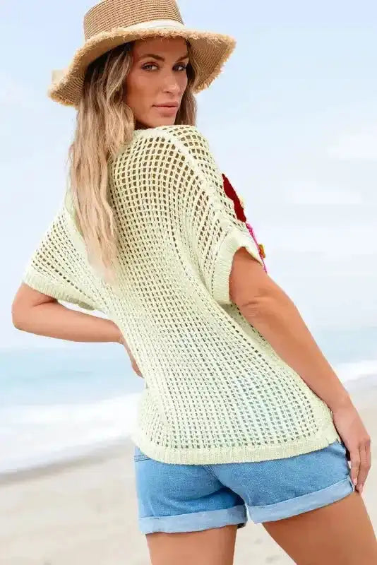 Crochet Flower T Shirt - Fashionfitz