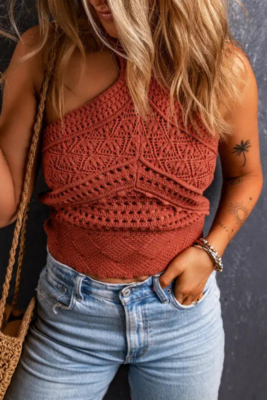 Crochet halter neck backless tank top - tops